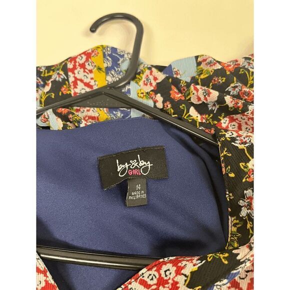 by&by Girls Flutter Sleeves Hi Low Dress Multicolored Floral 14 - Picture 4 of 4